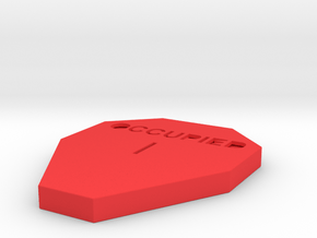 Portable Toilet Door Lock (1/3 - Shield) in Red Processed Versatile Plastic