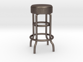 1-12.Metal Stool (not full size) in Polished Bronzed Silver Steel