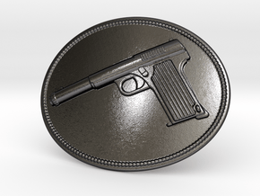 Astra Belt Buckle in Polished and Bronzed Black Steel