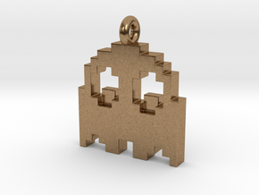 Pac-Man Pendant - Ghost (rounded corners) in Natural Brass