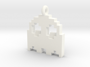 Pac-Man Pendant - Ghost in White Processed Versatile Plastic
