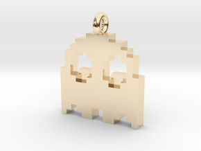 Pac-Man Pendant - Ghost in 14k Gold Plated Brass
