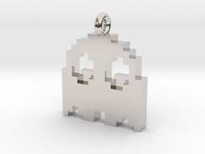 Pac-Man Pendant - Ghost in Rhodium Plated Brass