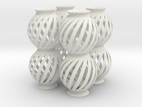 Lamp Ball Twist Spiral Column 4 Small Scale in White Natural Versatile Plastic