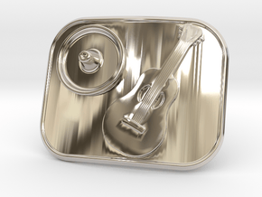 Mexico Guitarron Belt Buckle in Rhodium Plated Brass