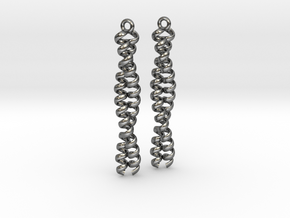 Dimeric coiled coil earring in Polished Silver