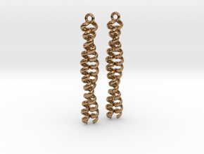 Dimeric coiled coil earring in Polished Brass