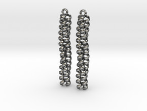 Trimeric coiled coil earrings in Polished Silver