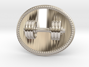 Dumbbell Belt Buckle in Rhodium Plated Brass