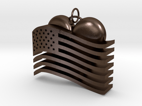 Heart Flag Pendant in Polished Bronze Steel