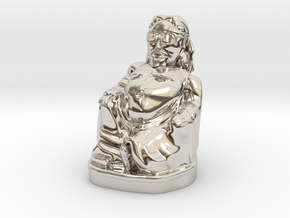 Dude Buddha 2in Printing Ready in Rhodium Plated Brass
