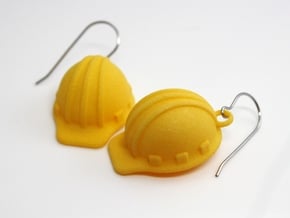Hard Hat Earrings in Yellow Processed Versatile Plastic