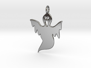 Halloween Ghost Pendant in Polished Silver