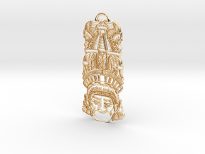 Aztec Totem Pendant in 14k Gold Plated Brass