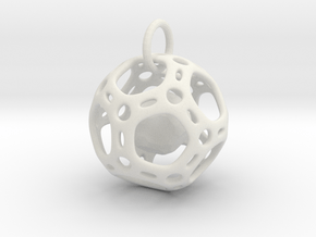 Dodecahedron inside a Dodecahedron Pendant  in White Natural Versatile Plastic