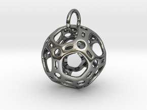 Dodecahedron inside a Dodecahedron Pendant  in Fine Detail Polished Silver