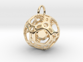 Dodecahedron inside a Dodecahedron Pendant  in 14k Gold Plated Brass