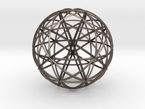 Icosahedron symmetry circles 16 in Polished Bronzed Silver Steel