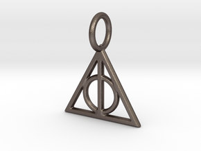 HARRY POTTER Deathly Hallows Pendant (1.5cm) in Polished Bronzed Silver Steel