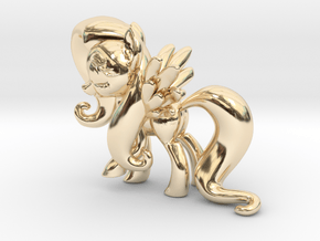 Fluttershy 1B Full Color - S2 in 14K Yellow Gold