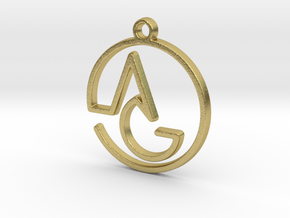 A & G Monogram Pendant in Natural Brass