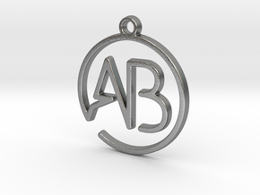 A & B Monogram Pendant in Natural Silver
