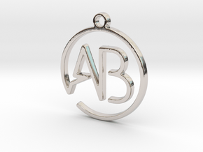 A & B Monogram Pendant in Rhodium Plated Brass
