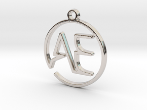 A & E Monogram Pendant in Rhodium Plated Brass