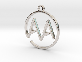 A & A Monogram Pendant in Rhodium Plated Brass