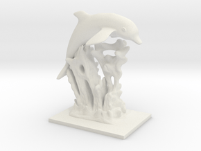 Dolphin Statue in White Natural Versatile Plastic