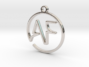 A & F Monogram Pendant in Rhodium Plated Brass