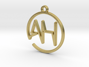 A & H Monogram Pendant in Natural Brass