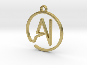 A & I Monogram Pendant in Natural Brass