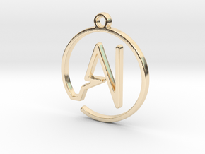 A & I Monogram Pendant in 14k Gold Plated Brass