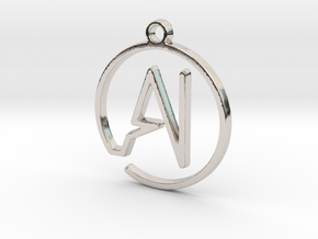 A & I Monogram Pendant in Rhodium Plated Brass