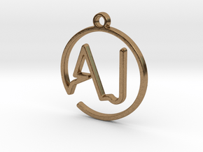 A & J Monogram Pendant in Natural Brass