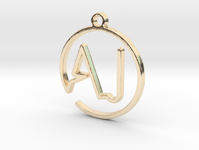A & J Monogram Pendant in 14K Yellow Gold