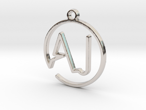 A & J Monogram Pendant in Rhodium Plated Brass