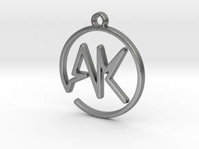 A & K Monogram Pendant in Natural Silver