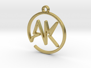 A & K Monogram Pendant in Natural Brass