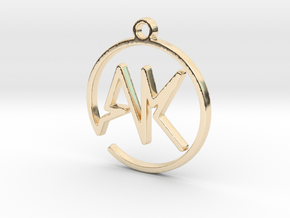 A & K Monogram Pendant in 14k Gold Plated Brass