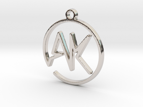 A & K Monogram Pendant in Rhodium Plated Brass
