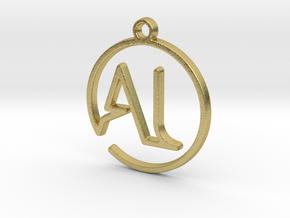 A & L Monogram Pendant in Natural Brass