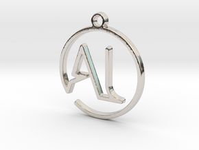 A & L Monogram Pendant in Rhodium Plated Brass