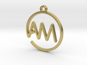 A & M Monogram Pendant in Natural Brass