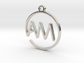 A & M Monogram Pendant in Rhodium Plated Brass