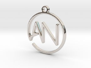 A & N Monogram Pendant in Rhodium Plated Brass