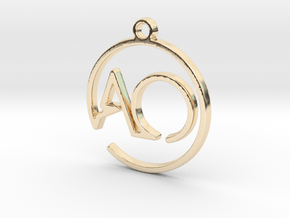 A & O Monogram Pendant in 14k Gold Plated Brass