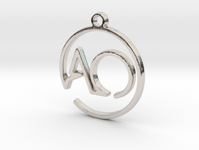A & O Monogram Pendant in Rhodium Plated Brass