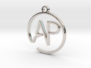 A & P Monogram Pendant in Rhodium Plated Brass